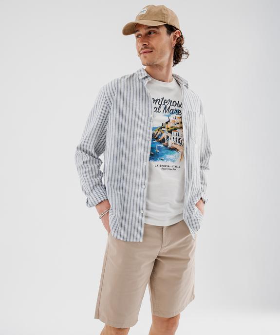 Bermuda chino coupe regular en coton stretch homme vue2 - GEMO (HOMME) - GEMO