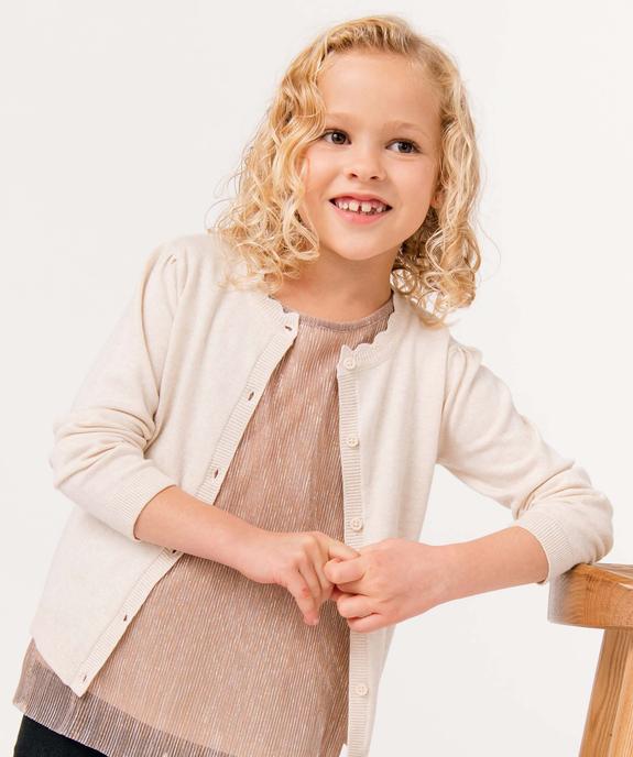 Gilet fille en maille fine à col fantaisie vue1 - GEMO (ENFANT) - GEMO