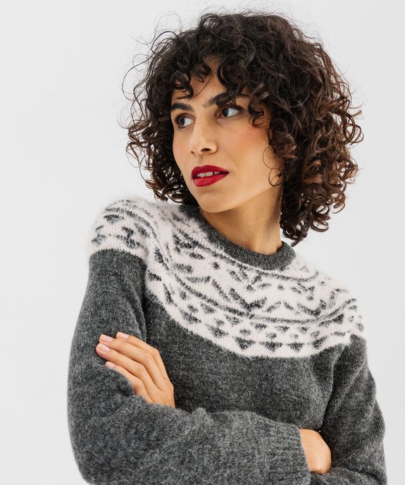 Pull avec motifs scintillants sur le haut femme vue2 - GEMO(FEMME PAP) - GEMO