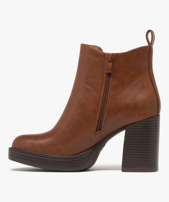 Boots femme à talon flare et semelle plateforme avec bout carré vue4 - FOLLOW ME - GEMO