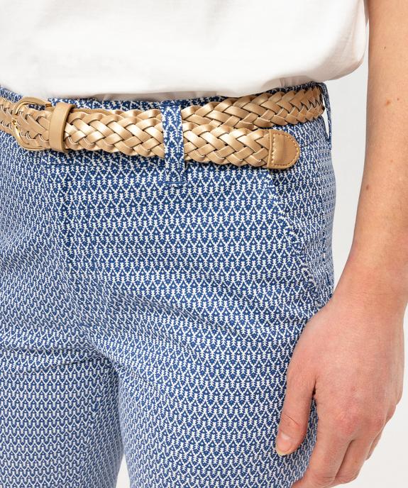 Pantalon chino imprimé en maille extensible avec ceinture femme vue2 - GEMO 4G FEMME - GEMO