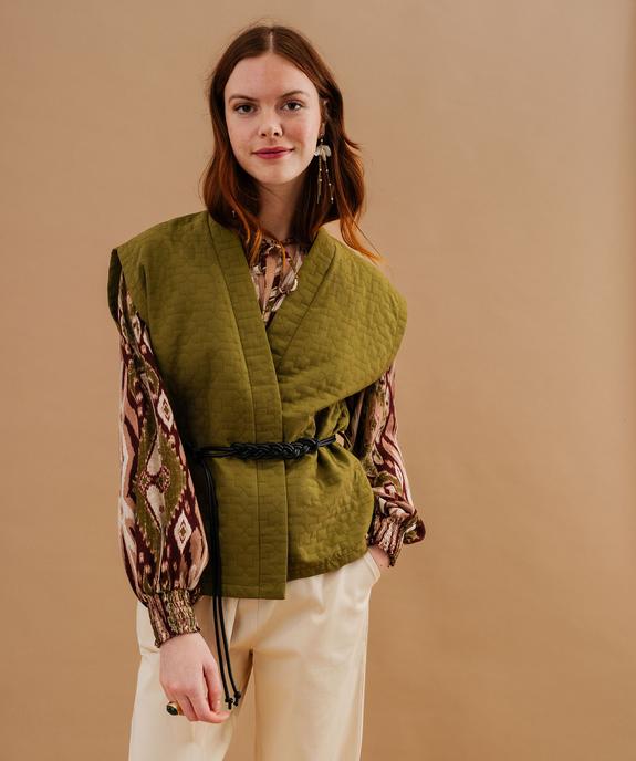 Veste kimono courte sans manches en jacquard femme vue1 - GEMO(FEMME PAP) - GEMO