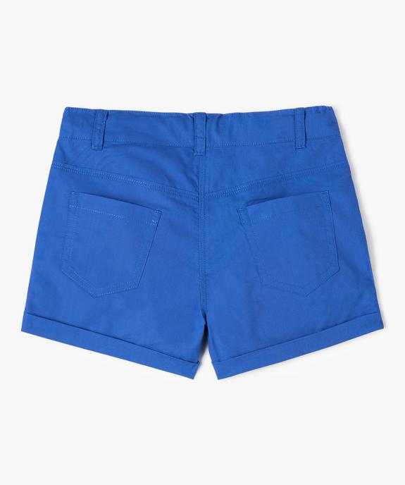 Short fille en toile de coton fin uni vue3 - GEMO (ENFANT) - GEMO
