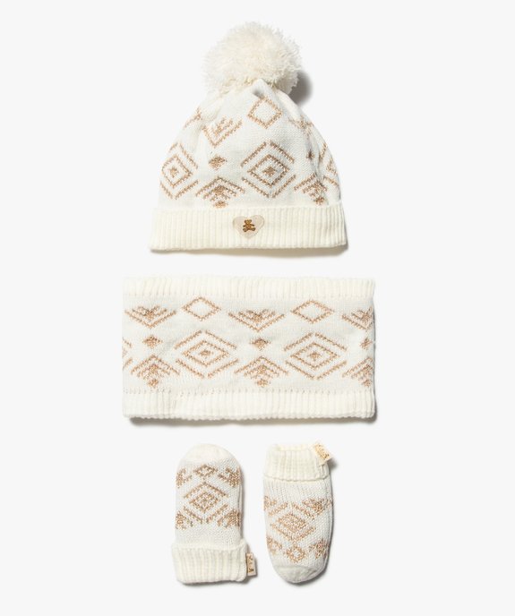 Ensemble bébé fille 3 pièces : moufles, bonnet et snood à fil pailleté - LuluCastagnette vue1 - LULUCASTAGNETTE - GEMO