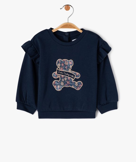 Sweat à motif avec volants sur les épaules bébé fille - LuluCastagnette vue1 - LULUCASTAGNETTE - GEMO
