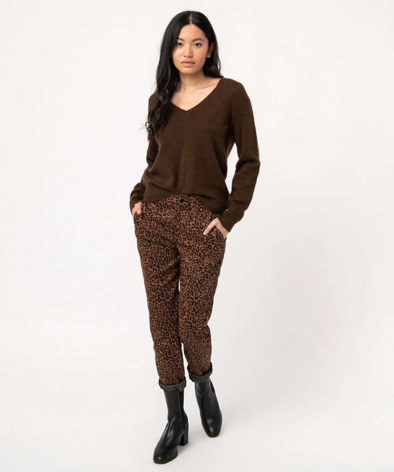 Pull femme à grand col V fantaisie vue5 - GEMO(FEMME PAP) - GEMO