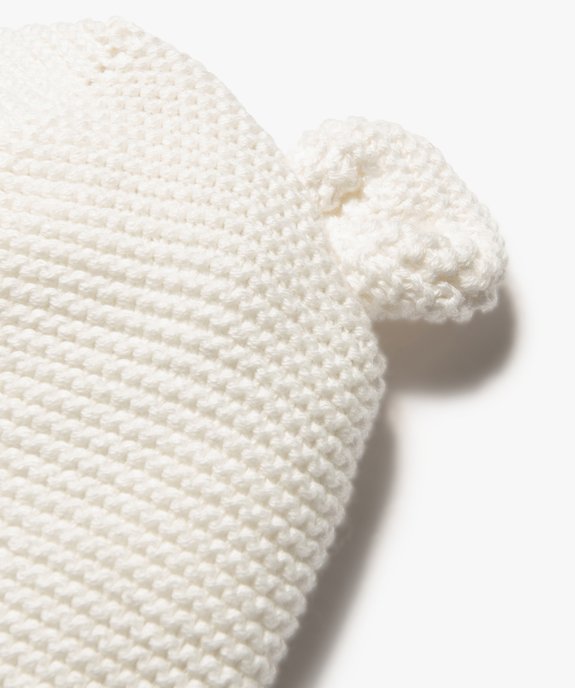 Bonnet de naissance bébé en tricot avec oreilles en relief vue2 - GEMO(BB COUCHE) - GEMO