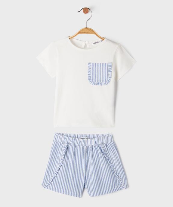 Ensemble 2 pièces tee-shirt + short bébé fille vue1 - GEMO(BEBE DEBT) - GEMO