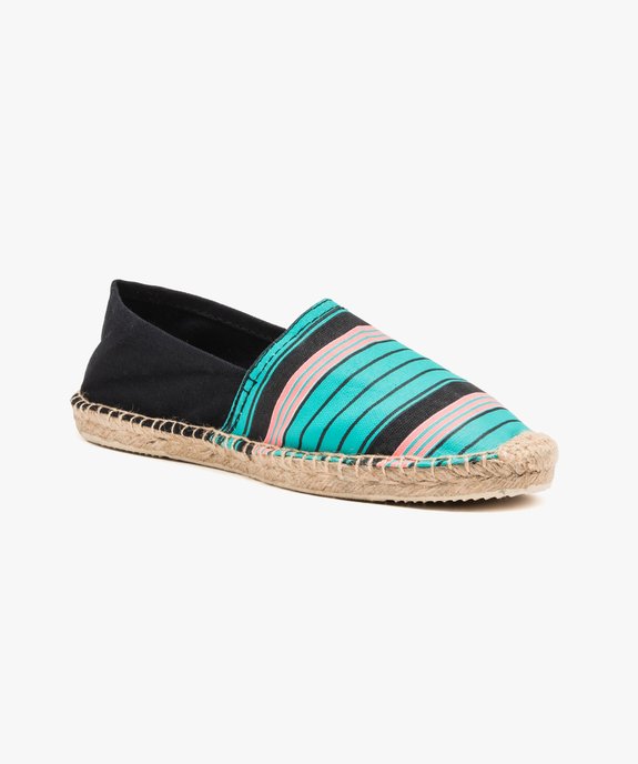 Espadrilles femme à talon plat dessus toile vue2 - GEMO (PLAGE) - GEMO