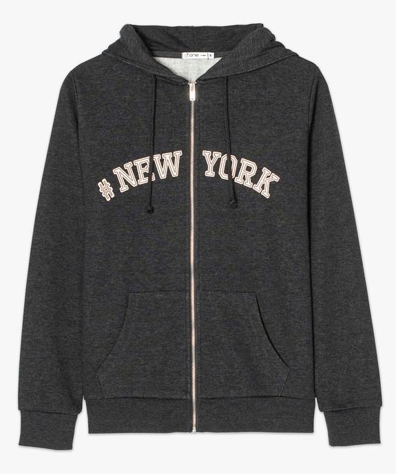 Sweat femme zippé à capuche et motif vue4 - FOLLOW ME - GEMO