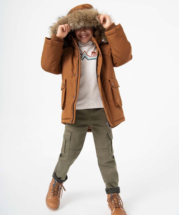 Parka déperlante avec doublure chaude et capuche garçon vue6 - GEMO 4G GARCON - GEMO