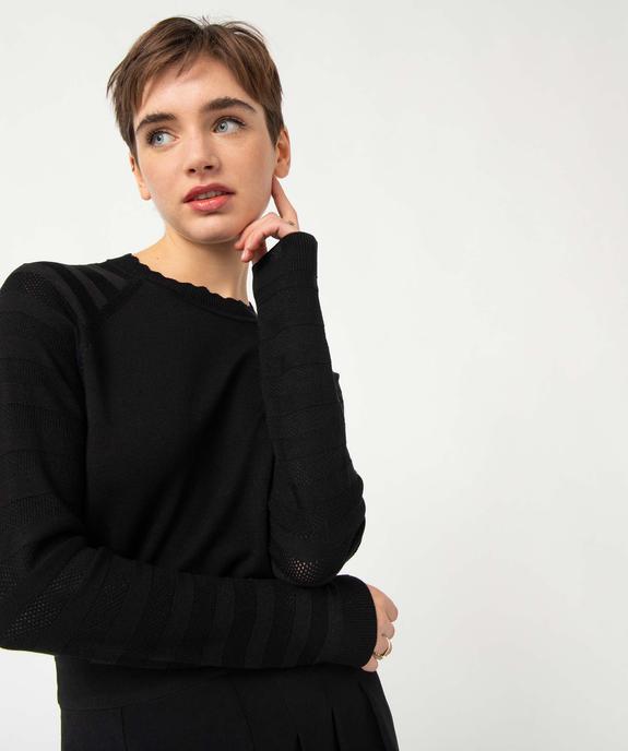 Pull femme en maille fine avec manches fantaisie vue2 - GEMO(FEMME PAP) - GEMO