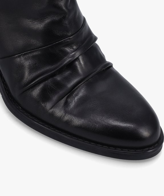 Boots femme à talon dessus en cuir drapé uni vue6 - GEMO(URBAIN) - GEMO