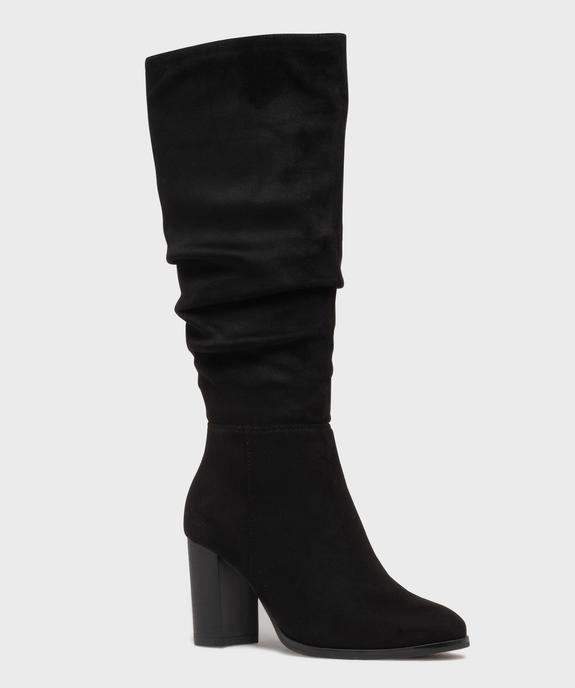 Bottes en suédine avec tige drapée femme - Follow Me vue2 - FOLLOW ME - GEMO