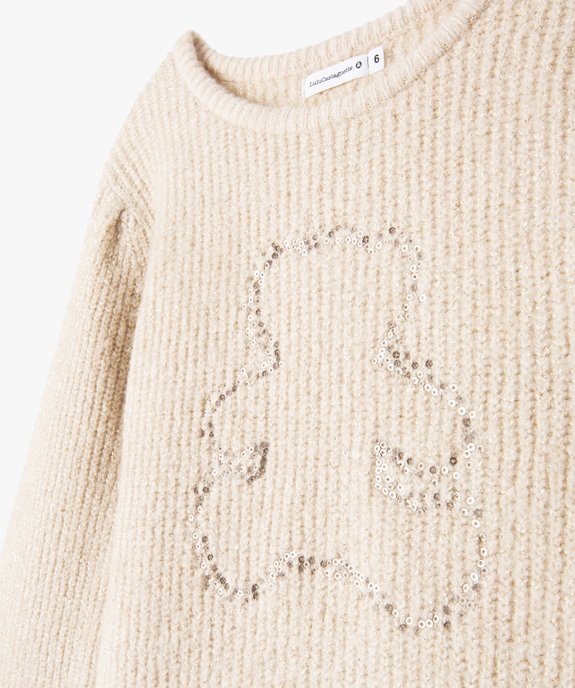 Pull fille en grosse maille pailletée - LuluCastagnette vue3 - LULUCASTAGNETTE - GEMO