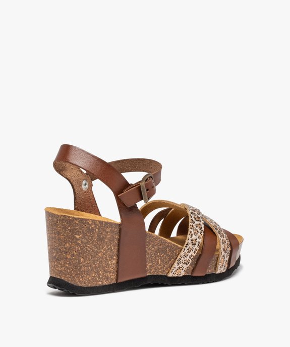 Sandales femme compensées à brides en cuir vue4 - GEMO(URBAIN) - GEMO