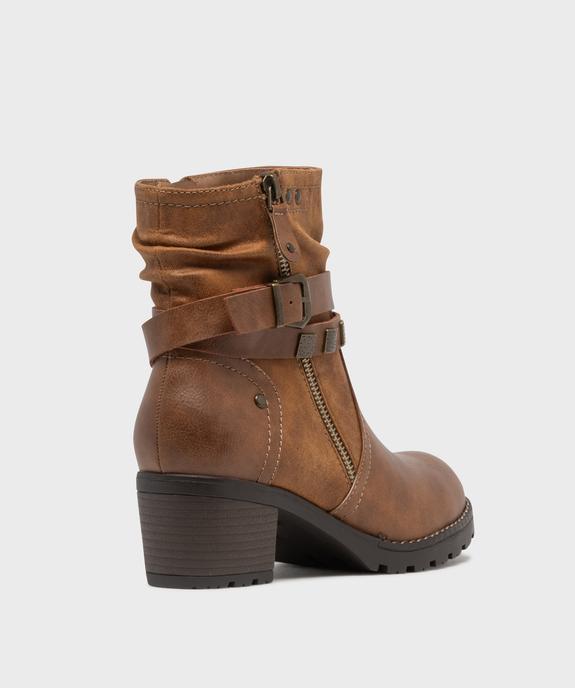 Boots femme zippées à talon carré et semelle crantée col plissé vue10 - EMILIA ROSA - GEMO