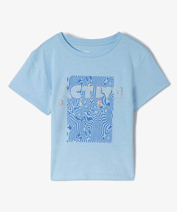Tee-shirt fille à manches courtes imprimé coupe large et courte vue1 - GEMO (ENFANT) - GEMO