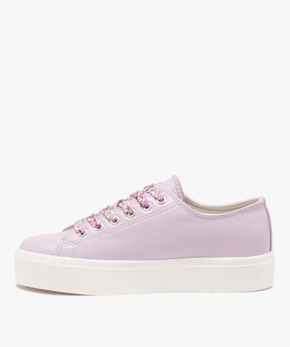 Baskets femme dessus vernis et uni avec semelle plateforme vue4 - GEMO (SPORTSWR) - GEMO