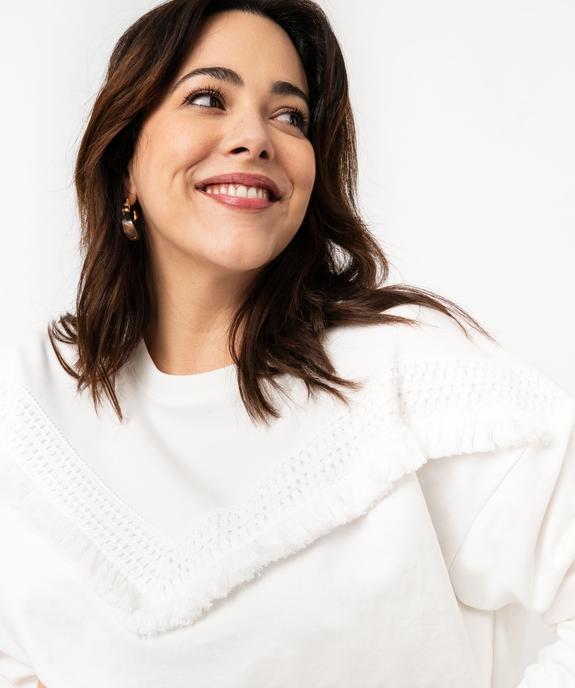 Sweat avec bande brodée et pompons femme grande taille vue2 - GEMO (G TAILLE) - GEMO