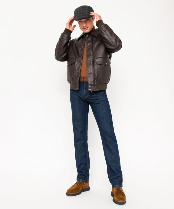 Blouson en cuir imitation avec larges poches homme  vue5 - GEMO 4G HOMME - GEMO