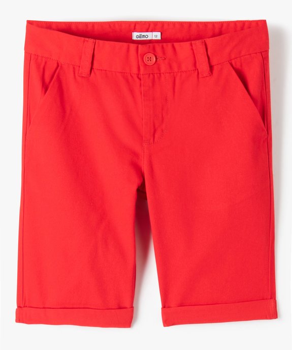 Bermuda coupe chino regular en toile de coton garçon vue1 - GEMO 4G GARCON - GEMO