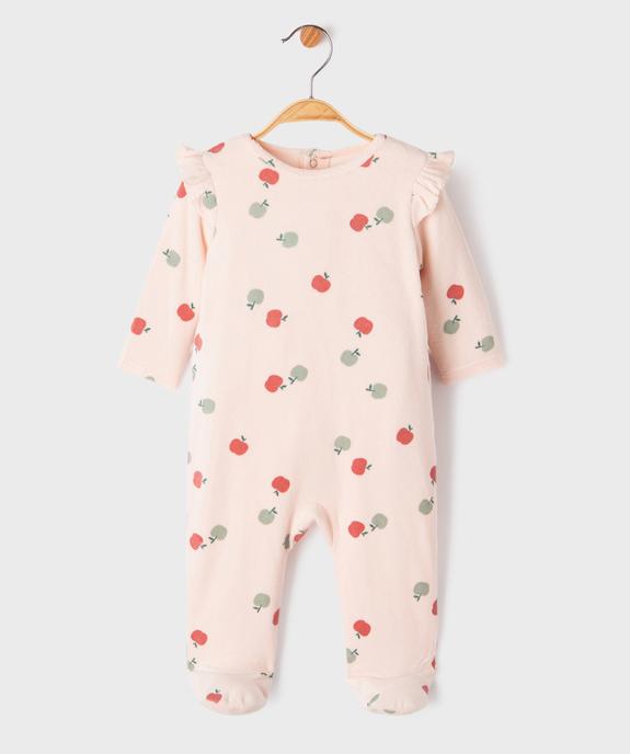 Pyjama en velours avec volants et motifs pommes bébé vue1 - GEMO 4G BEBE - GEMO
