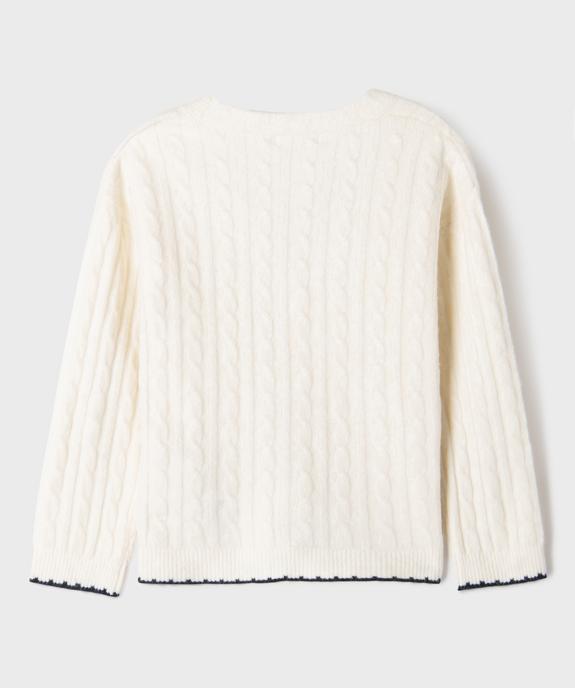 Gilet à col V en maille torsadée fille vue3 - GEMO (ENFANT) - GEMO