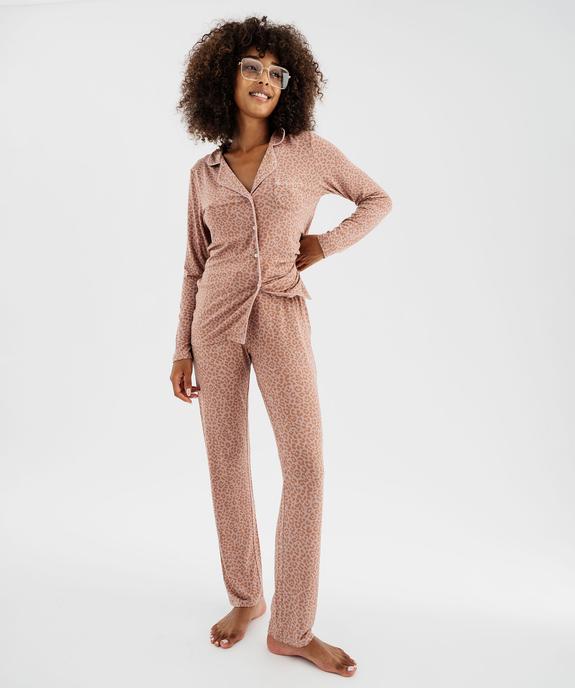 Pyjama deux pièces en viscose femme : chemise et pantalon vue2 - GEMO 4G FEMME - GEMO