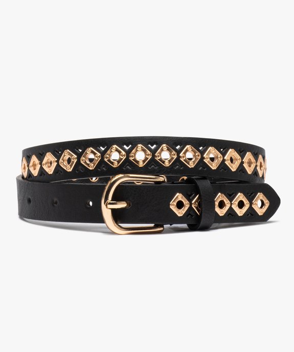 Ceinture femme fine avec motifs ajourés et œillets dorés vue1 - GEMO (ACCESS) - GEMO