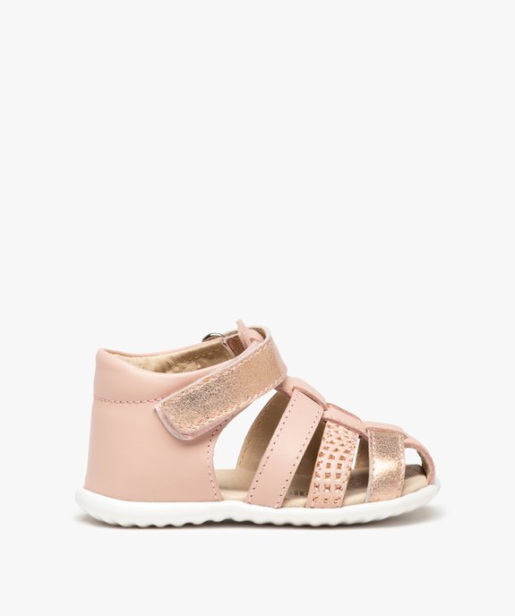 Sandales bébé fille en cuir avec détails scintillants vue1 - GEMO(BEBE DEBT) - GEMO