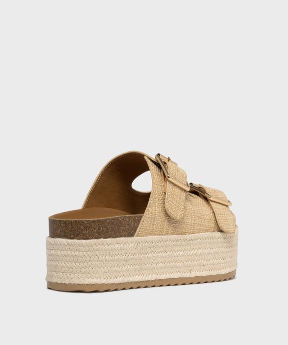 Mules plateforme 2 brides en textile effet raphia femme - 5 Miles vue4 - 5 MILES - GEMO