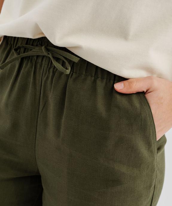 Pantalon large en viscose et lin à taille élastiquée femme vue2 - GEMO 4G FEMME - GEMO