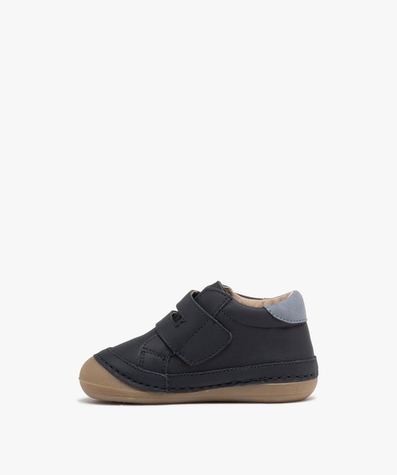 Chaussures premiers pas bébé garçon en cuir fermeture scratch - Alma Planète vue3 - ALMA - GEMO