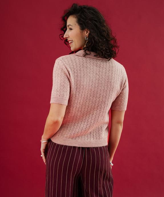Pull à manches courtes en maille fantaisie femme vue5 - GEMO(FEMME PAP) - GEMO