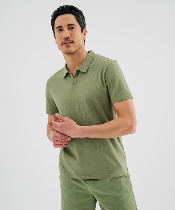 Polo manches courtes en jersey de coton flammé homme vue1 - GEMO 4G HOMME - GEMO