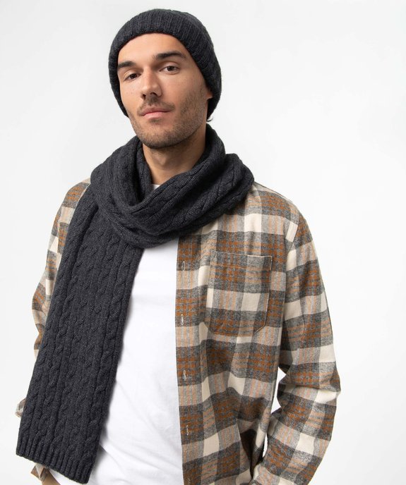 Echarpe homme chinée en maille torsadée vue1 - GEMO 4G HOMME - GEMO
