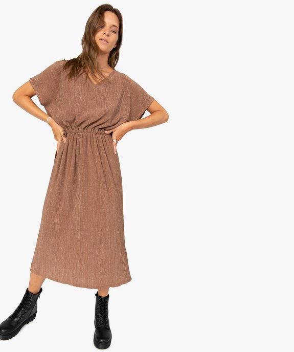 Robe femme en matière texturée à paillettes vue1 - GEMO(FEMME PAP) - GEMO