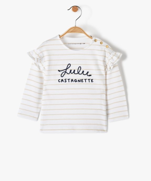 Tee-shirt bébé fille rayé à manches longues - LuluCastagnette vue1 - LULUCASTAGNETTE - GEMO