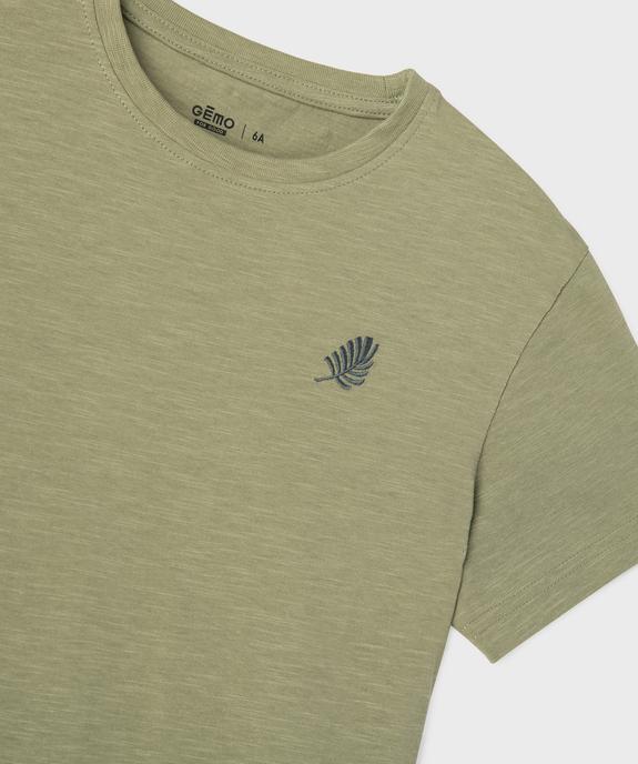 Tee-shirt manches courtes en jersey de coton flammé avec petite broderie garçon vue2 - GEMO 4G GARCON - GEMO