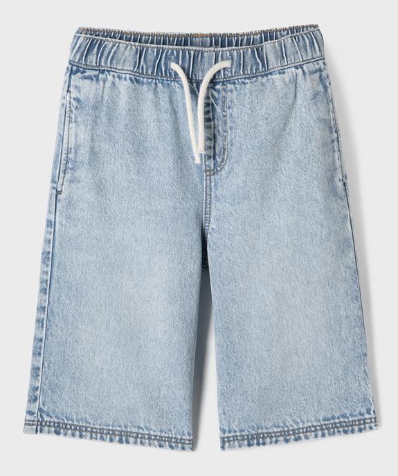 Bermuda en jean large à taille élastiquée garçon vue1 - GEMO (ENFANT) - GEMO