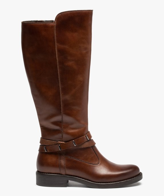  Bottes femme à talon plat dessus cuir uni – Tanéo vue2 - TANEO - GEMO