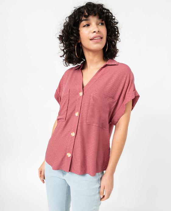 Chemise à manches courtes à motifs irisés femme vue2 - GEMO 4G FEMME - GEMO
