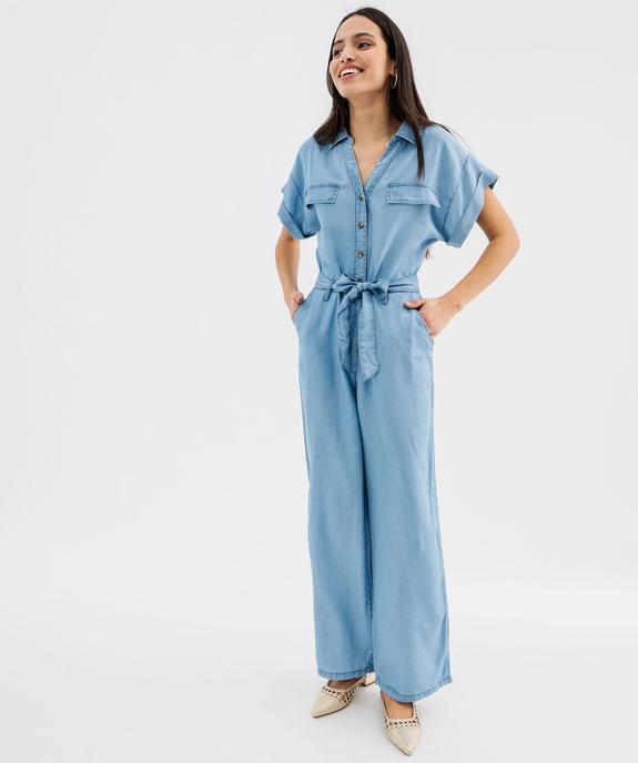 Combinaison pantalon à manches courtes en Lyocell fluide femme vue1 - GEMO 4G FEMME - GEMO