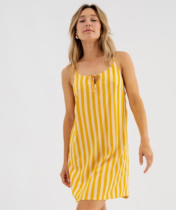 Nuisette à rayures en viscose femme vue1 - GEMO 4G FEMME - GEMO