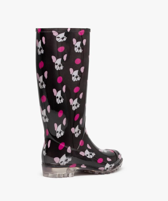 Bottes de pluie femme fantaisie imprimées chiens vue4 - GEMO (EQUIPT) - GEMO