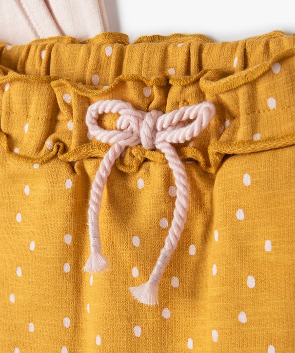 Pantalon bébé fille en maille avec ceinture fantaisie (lot de 2) vue2 - GEMO(BEBE DEBT) - GEMO