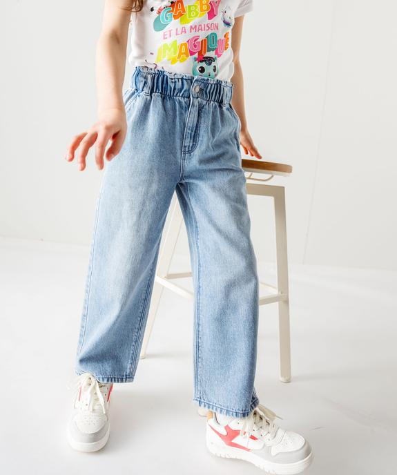 Jean wide leg avec ceinture élastique ajustable fille vue1 - GEMO (ENFANT) - GEMO