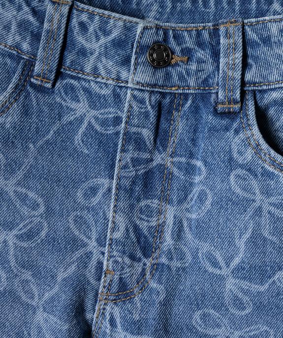 Jean wide leg avec motifs délavés et taille ajustable fille vue2 - GEMO (ENFANT) - GEMO