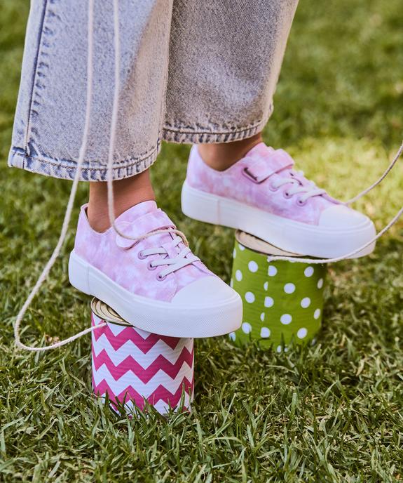 Baskets basses en toile tie-and-dye à épaisse semelle fille vue1 - LOVELY WINGS GEMO FOR GOOD - GEMO
